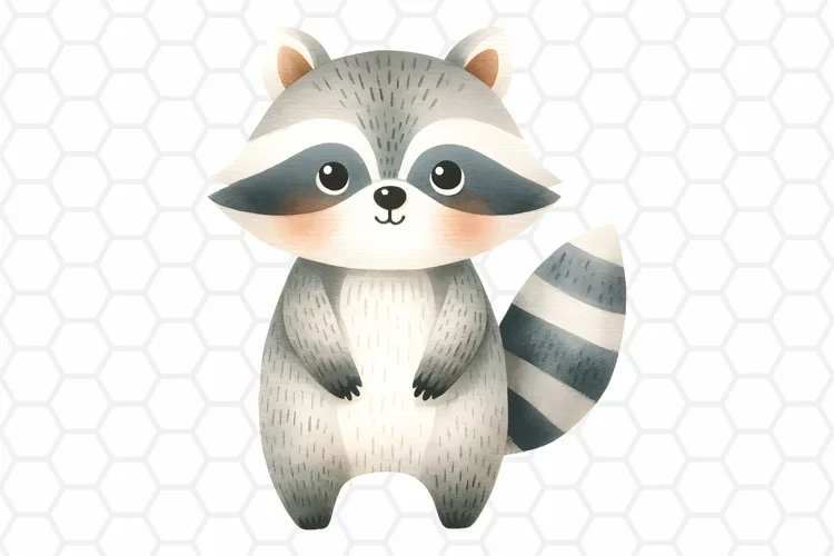 Cute Watercolor Raccoon Clipart, Sublimation PNG