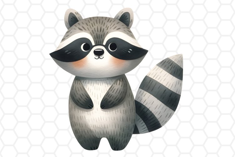 Cute Watercolor Raccoon Clipart Sublimation PNG