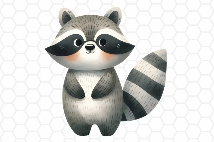 Cute Watercolor Raccoon Clipart, Sublimation PNG