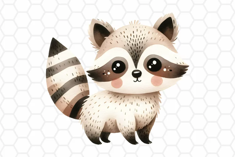 Cute Watercolor Raccoon Clipart, Sublimation PNG