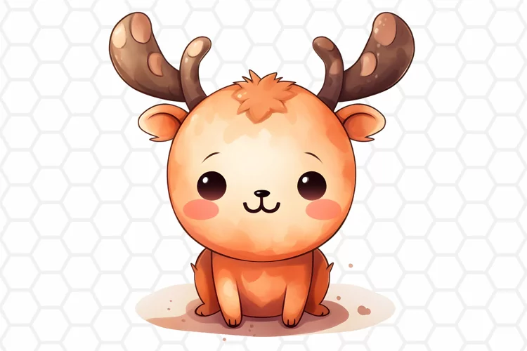 Cute Watercolor Reindeer Sublimation Clipart PNG
