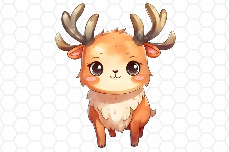 Cute Watercolor Reindeer Sublimation Clipart PNG