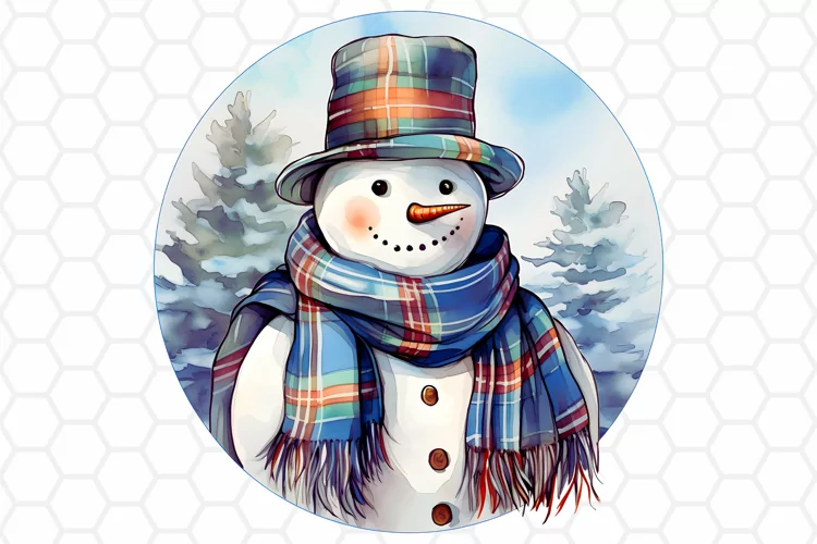 Cute Watercolor Snowman Clipart, Sublimation PNG