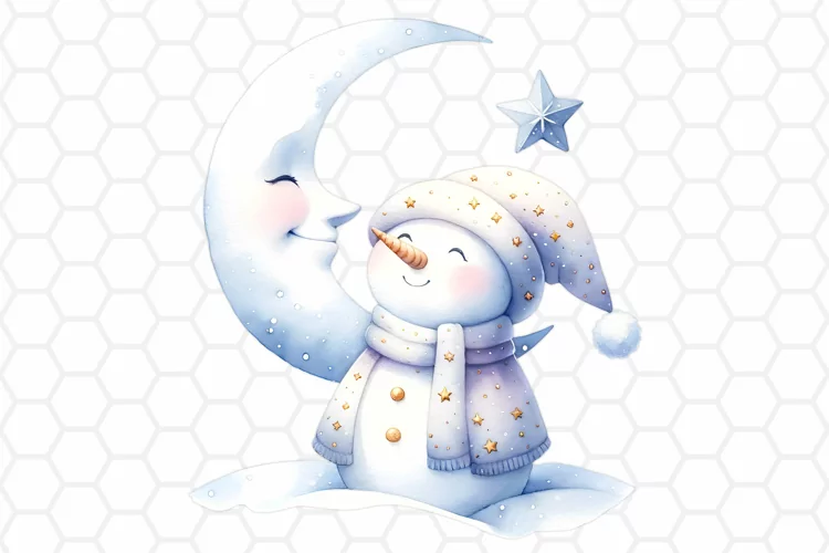 Cute Watercolor Snowman Sublimation Clipart PNG