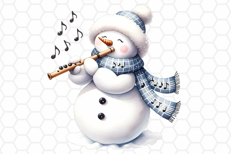 Cute Watercolor Snowman Sublimation Clipart PNG