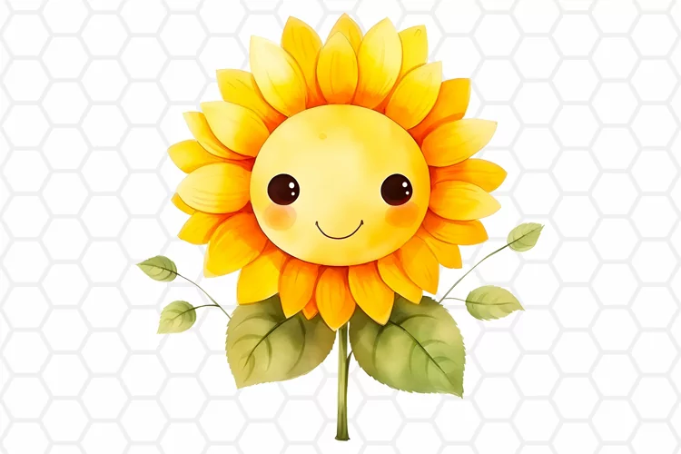 Cute Watercolor Sunflower Sublimation Clipart PNG