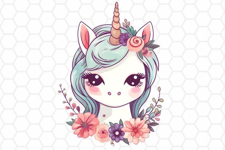 Cute Watercolor Unicorn Clipart, Sublimation PNG