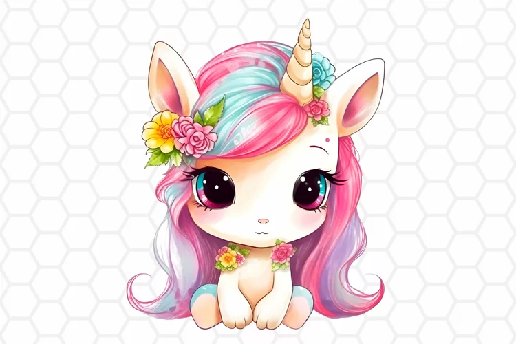 Cute Watercolor Unicorn Clipart, Sublimation PNG