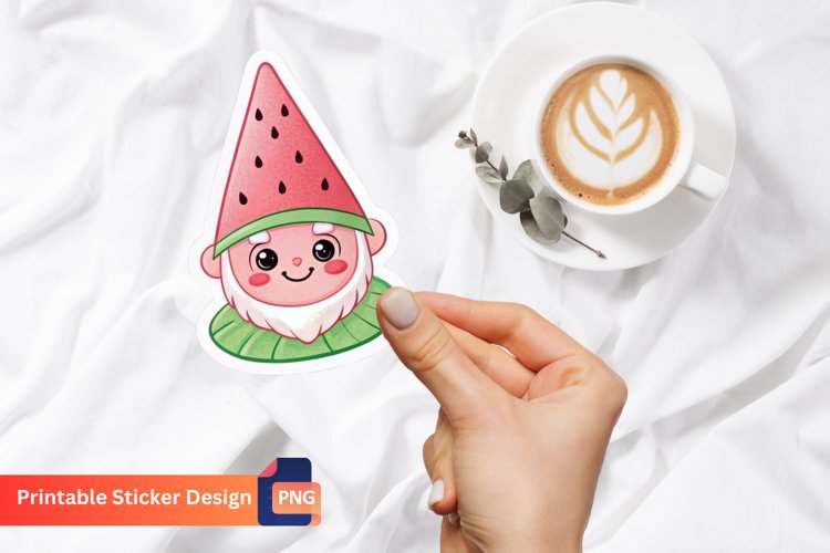Cute watermelon pink Gnome Sticker