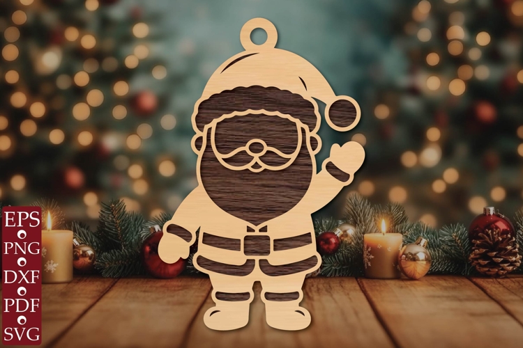 Cute Waving Santa Ornament SVG example image 1