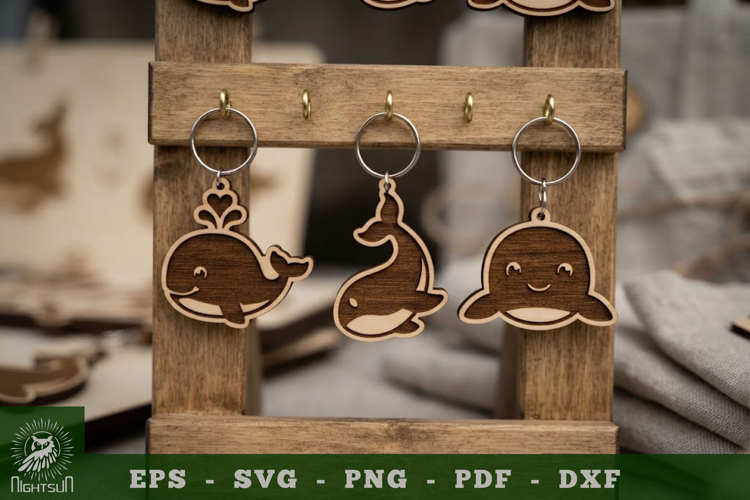 Cute Whale Lasercut Keychain