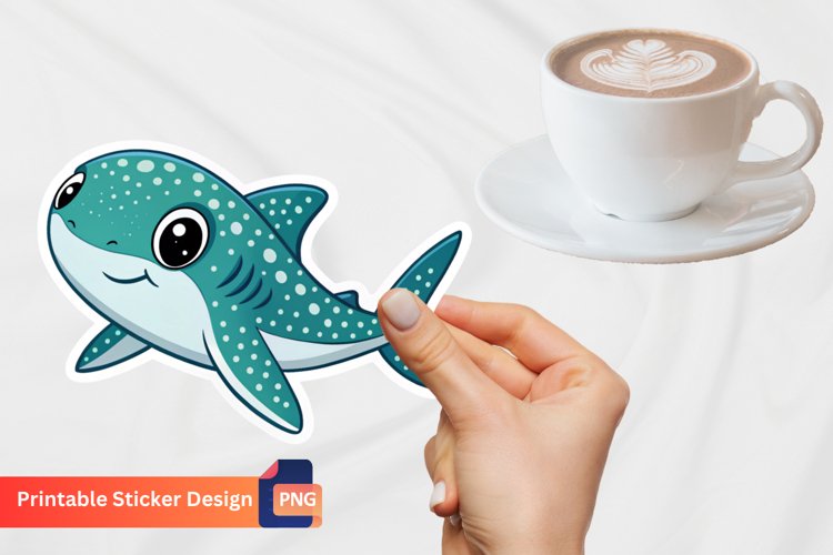 Cute Whale Shark Sticker, Ocean Animal Sticker, Sea Life Art