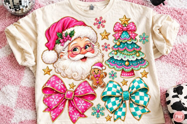 Cute Whimsical Christmas Santa PNG example image 1