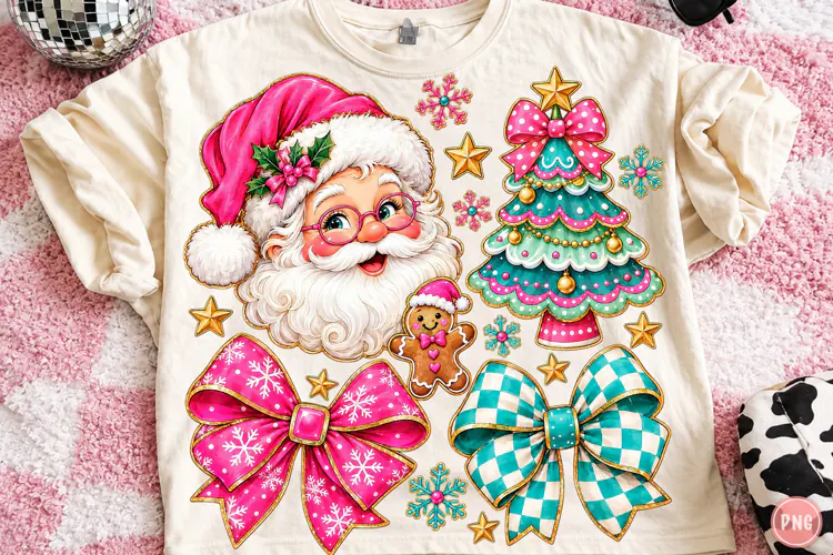 Cute Whimsical Christmas Santa PNG