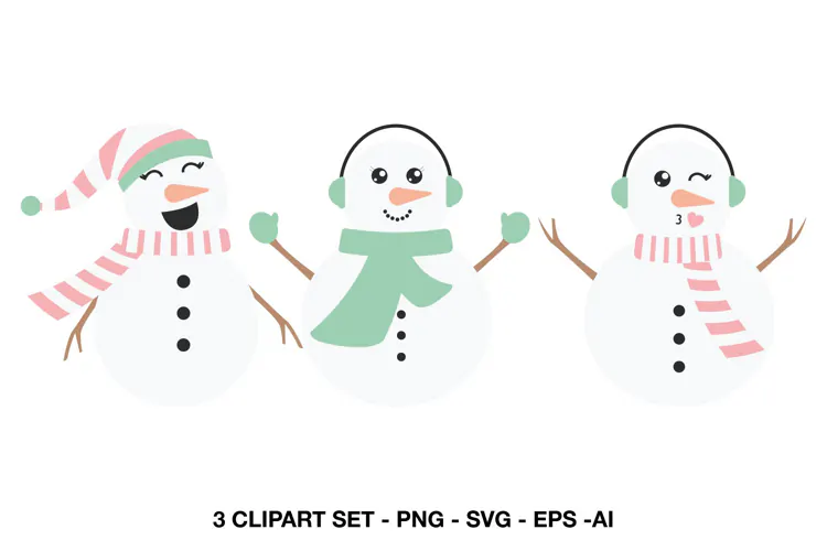 Cute Winter Snowman Clipart SVG