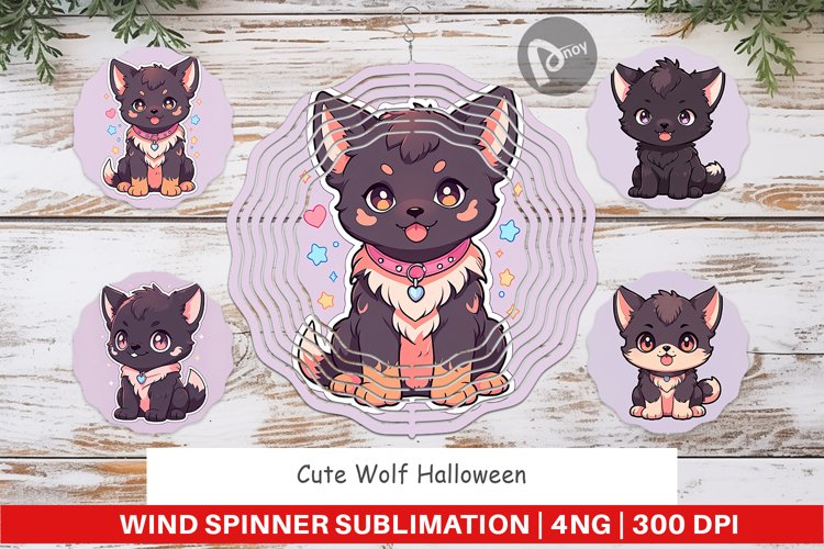 Wind Spinner Cute Wolf Halloween