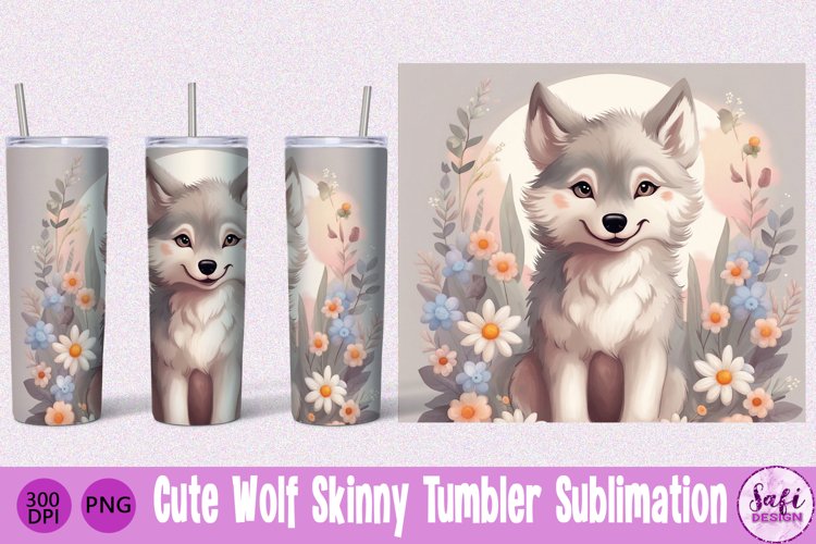 Cute Wolf Skinny Tumbler Sublimation