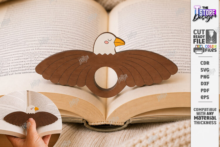 Animal Book Page Holder Laser Cut | Wooden Eagle | Gift Idea example image 1