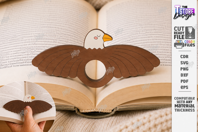 Animal Book Page Holder Laser Cut | Wooden Eagle | Gift Idea