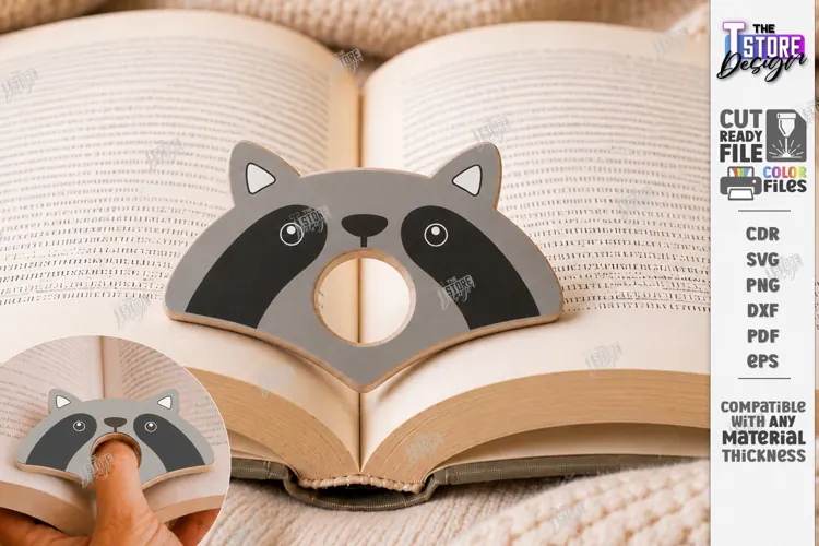Animal Book Page Holder Laser Cut | Raccoon SVG | Gift Idea
