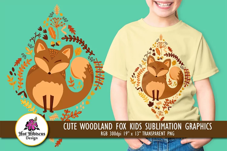 Woodland Fox T-shirt Graphics | Cute Fox Sublimation Design
