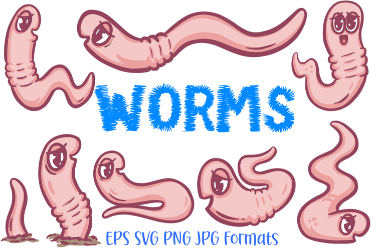 Cute Worms Cartoon Illustrations 7 Wiggly Friends