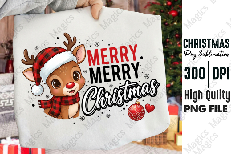 Cute Xmas Reindeer Sublimation