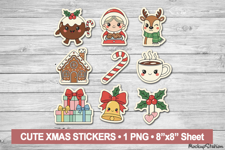 Vintage Christmas Stickers Cute Girly Kawaii PNG Clipart