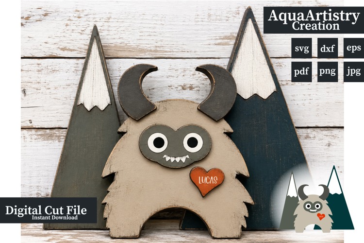 Cute Yeti and Mountains Kids Room Decoration laser cut sign