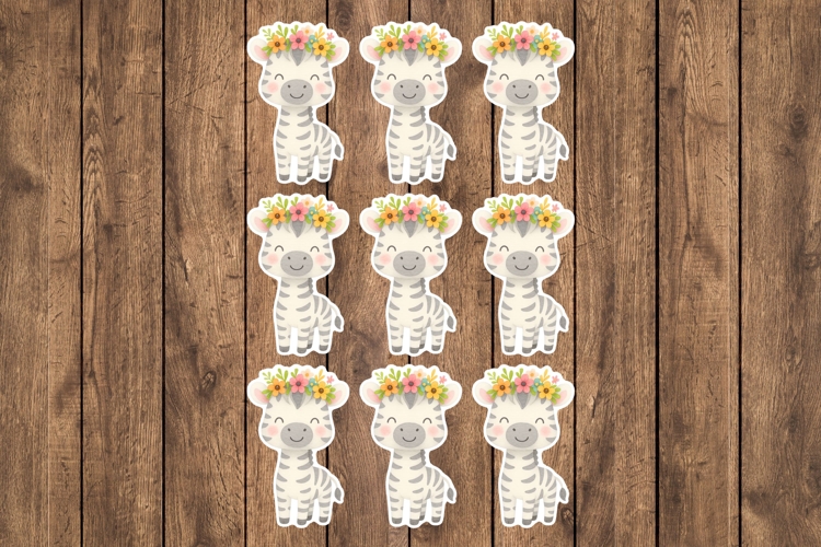 Cute Zebra Printable Stickers - PNG Sticker Sheet