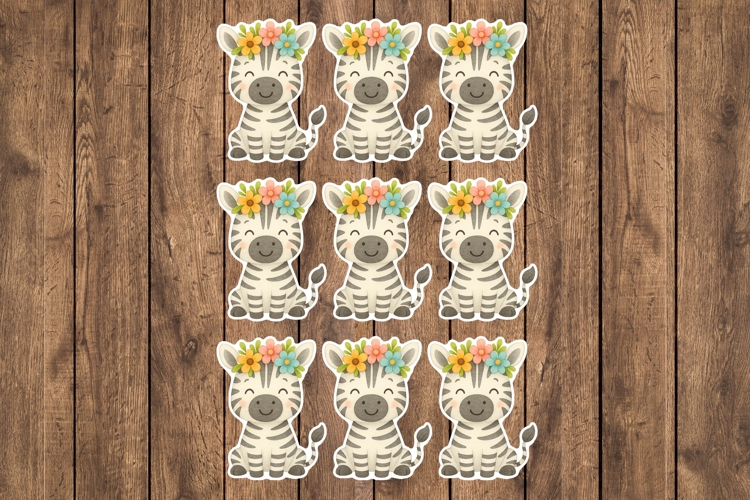 Cute Zebra Printable Stickers - PNG Sticker Sheet