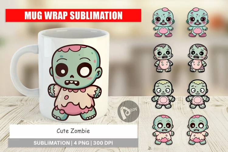 Mug Wrap Design Cute Zombie