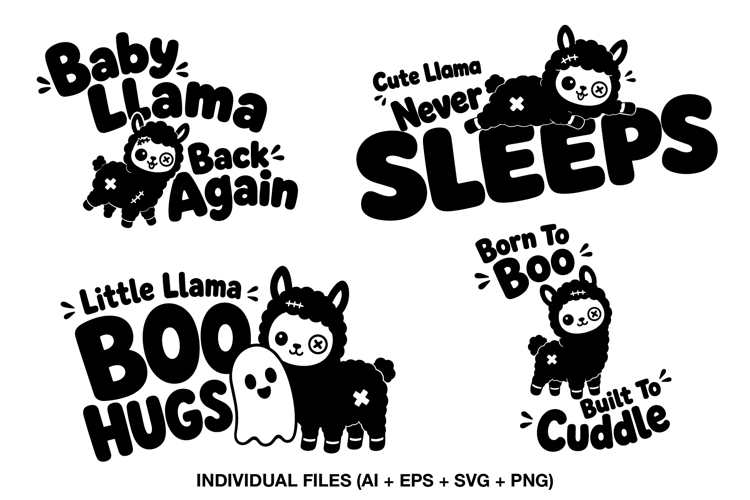 Cute Zombie Llama Halloween T-Shirt Designs
