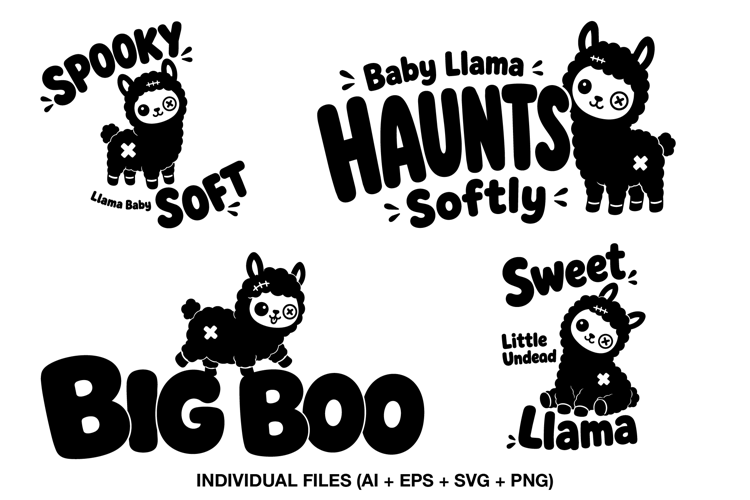 Cute Zombie Llama SVG, Halloween Llama Shirt Designs