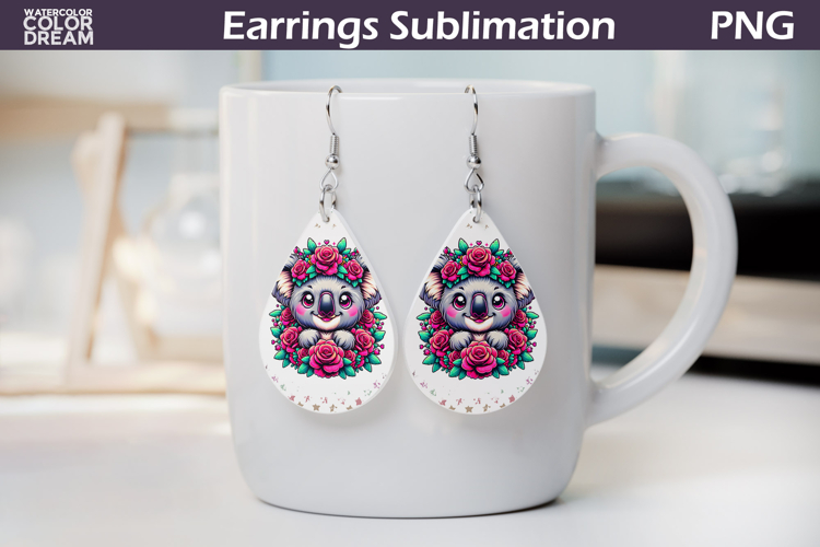 Koala Roses Teardrop Earrings | Cute Animal Floral Earrings