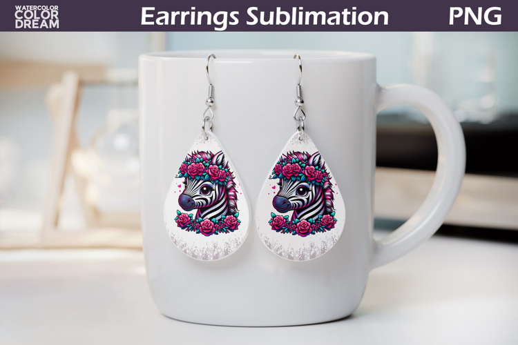 Zebra Roses Teardrop Earrings | Cute Animal Floral Earrings