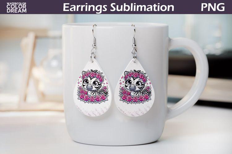 Zebra Roses Teardrop Earrings | Cute Animal Floral Earrings