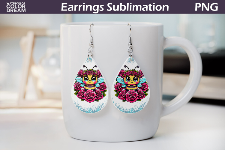 Bee Roses Teardrop Earrings | Cute Animal Floral Earrings