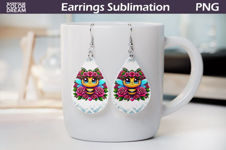 Bee Roses Teardrop Earrings | Cute Animal Floral Earrings