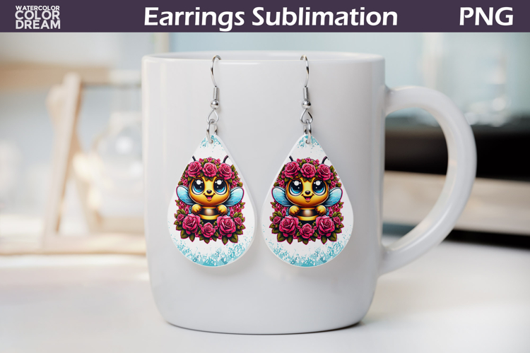 Bee Roses Teardrop Earrings | Cute Animal Floral Earrings