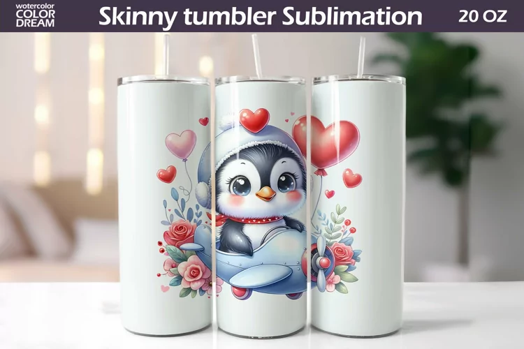 Cute Penguin Valentine Tumbler I Animal Valentine's Day Tumb