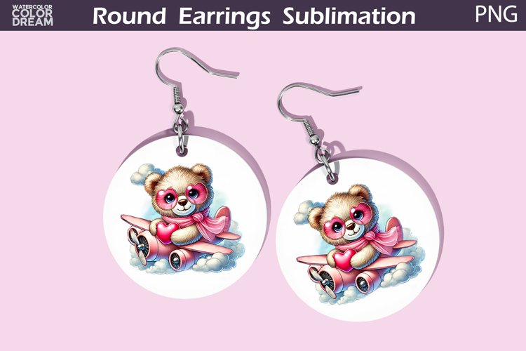 Cute Bear Round Earrings | Valentine Earrings example image 1