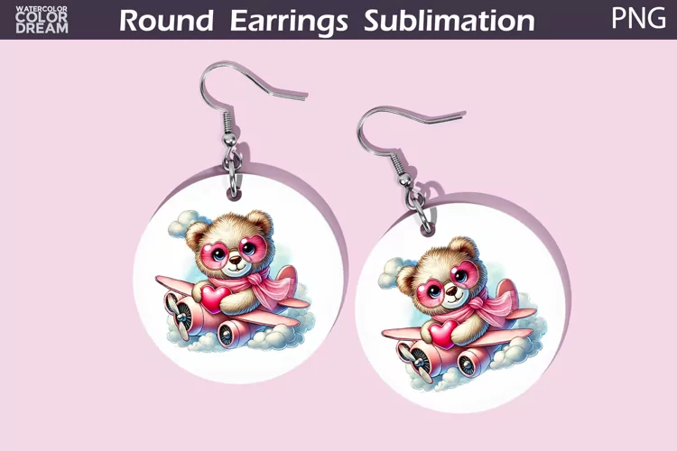 Cute Bear Round Earrings | Valentine Earrings