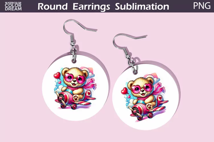 Cute Bear Round Earrings | Valentine Earrings