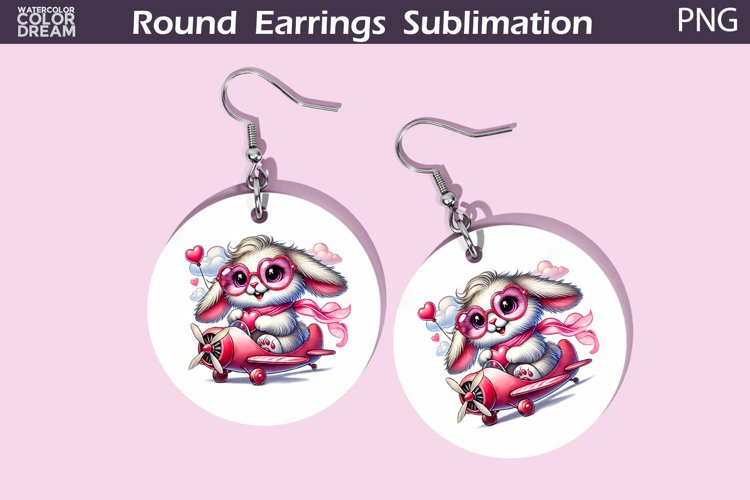 Cute Bunny Round Earrings | Valentine Earrings example image 1