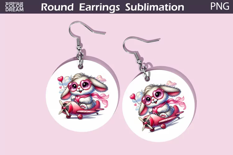 Cute Bunny Round Earrings | Valentine Earrings