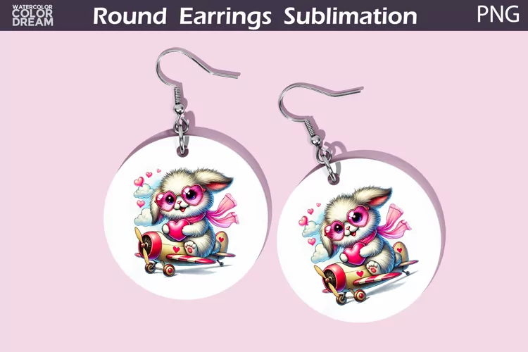 Cute Bunny Round Earrings | Valentine Earrings