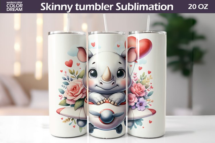 Cute Rhino Tumbler Wrap I Animal Valentines Day