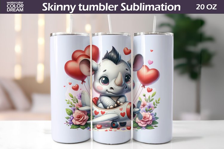 Cute Rhino Tumbler Wrap I Animal Valentines Day