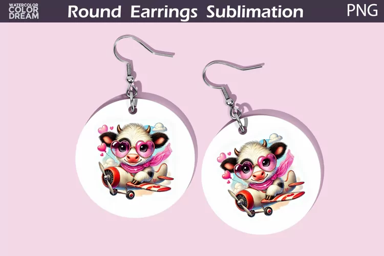 Cute Cow Round Earrings | Valentine Earrings